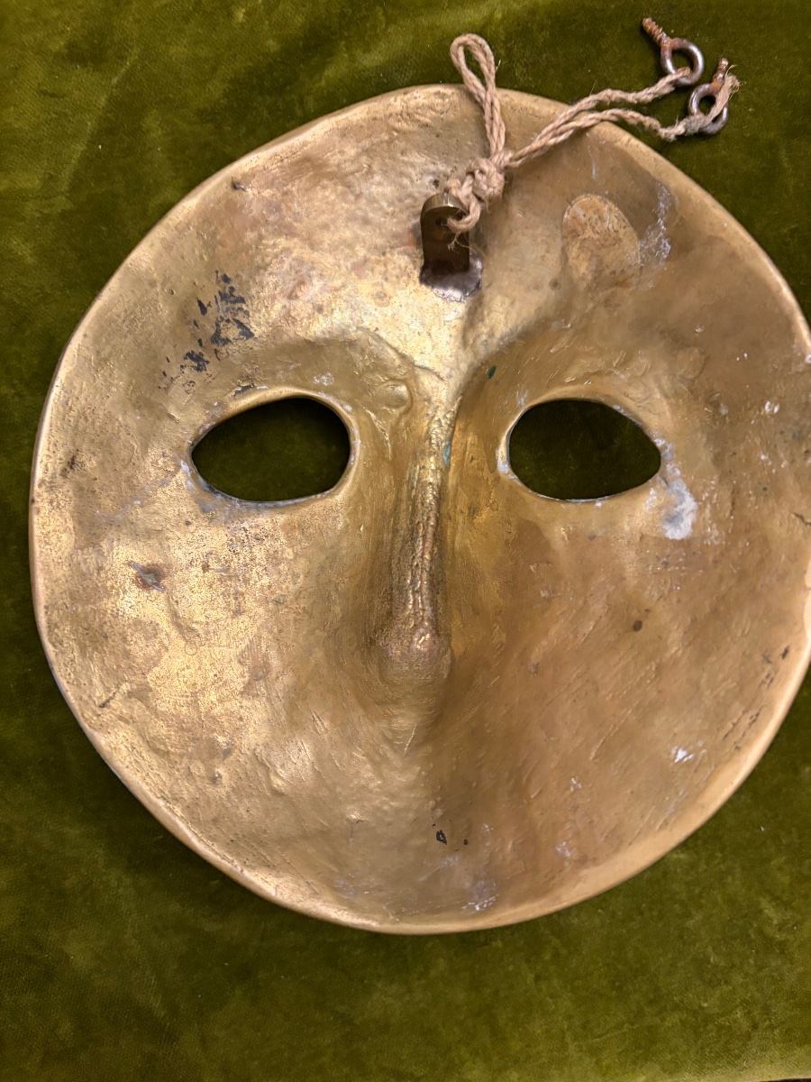 Bronze Mask, In The Style Of Comedia Del Arte Masks. 20th Century-photo-1