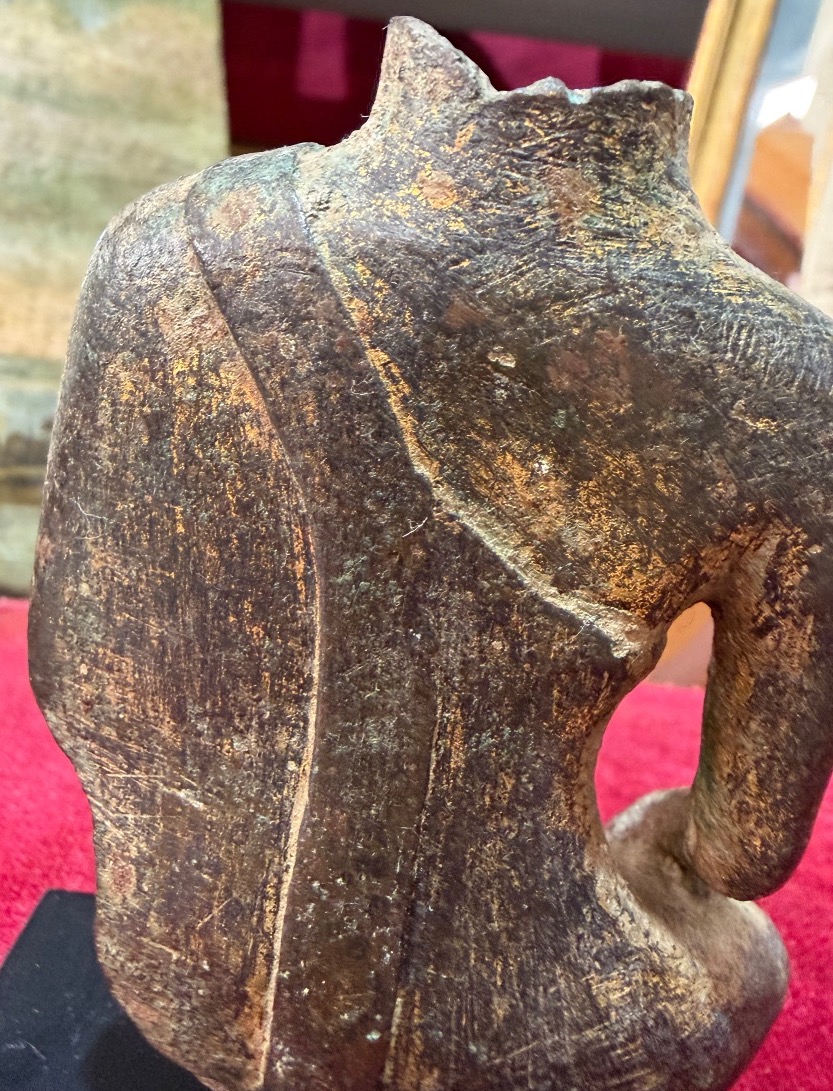 Statuette en bronze, boudha acéphale, assis, Thaïlande, XIX eme siecle.-photo-4