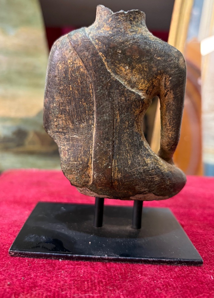 Statuette en bronze, boudha acéphale, assis, Thaïlande, XIX eme siecle.-photo-6