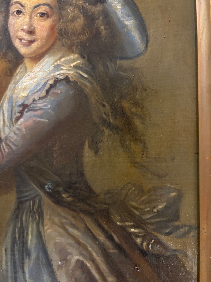 Oil On Canvas, Early 19th Century, Young Girl With Fur Muff, After Mme Vigée Lebrun-photo-1