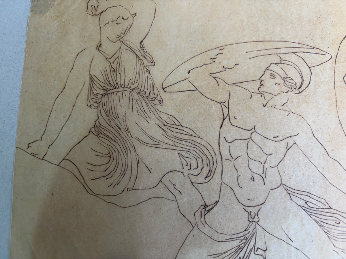 Set Of Ink Drawings On Tracing Paper, Antique Scenes, John Flexman ?-photo-2