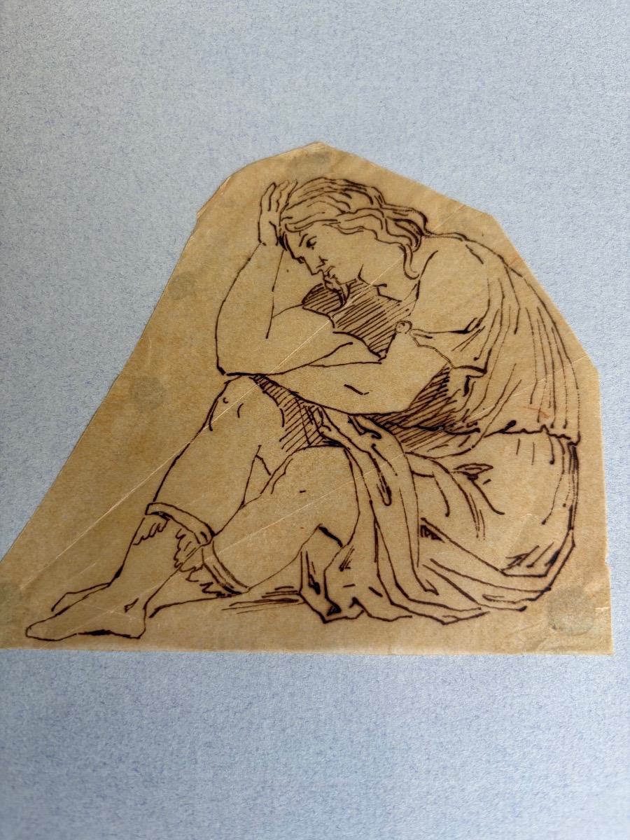 Set Of Ink Drawings On Tracing Paper, Antique Scenes, John Flexman ?-photo-3