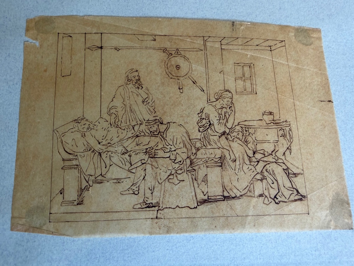 Set Of Ink Drawings On Tracing Paper, Antique Scenes, John Flexman ?-photo-4