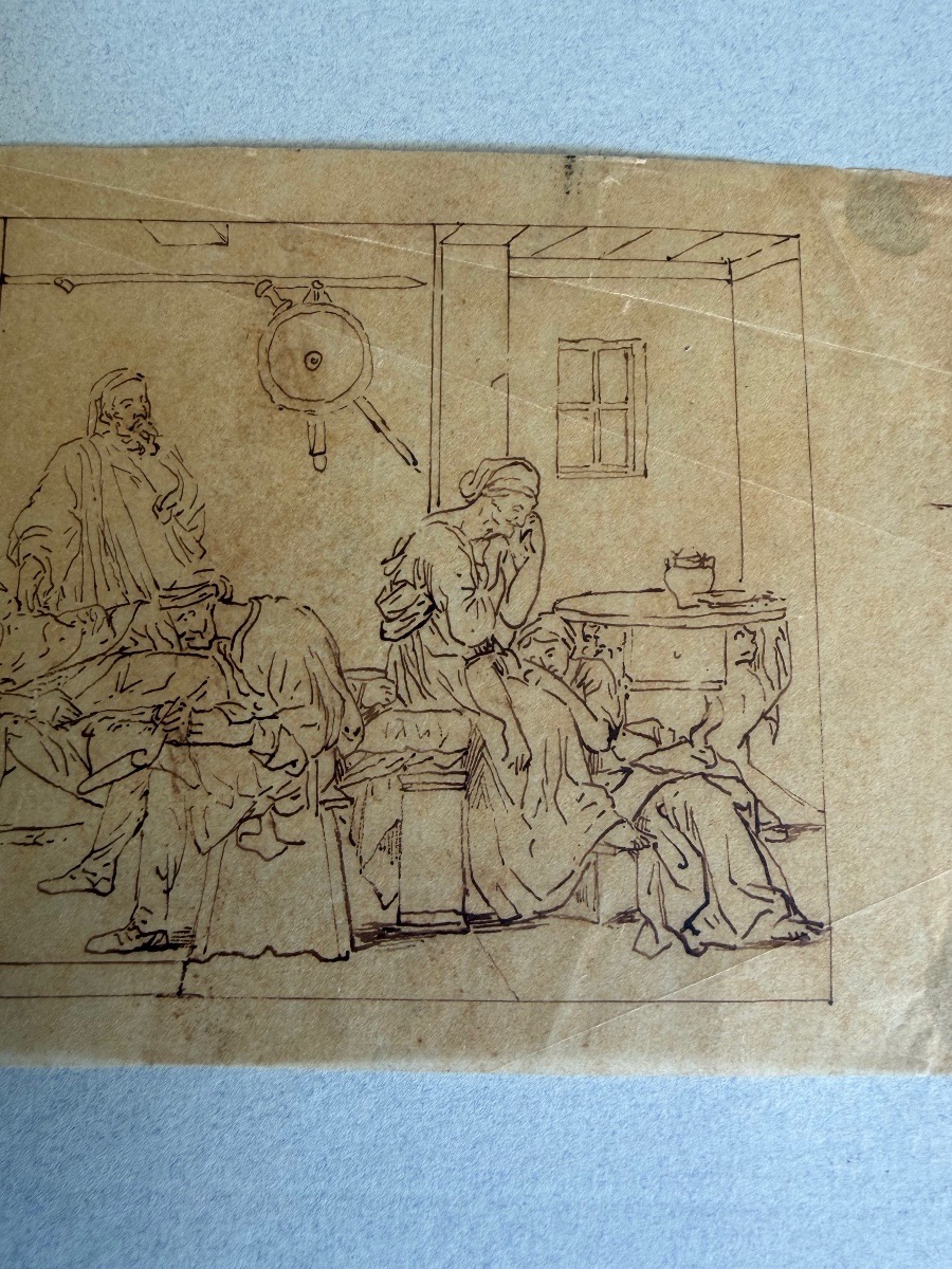 Set Of Ink Drawings On Tracing Paper, Antique Scenes, John Flexman ?-photo-2