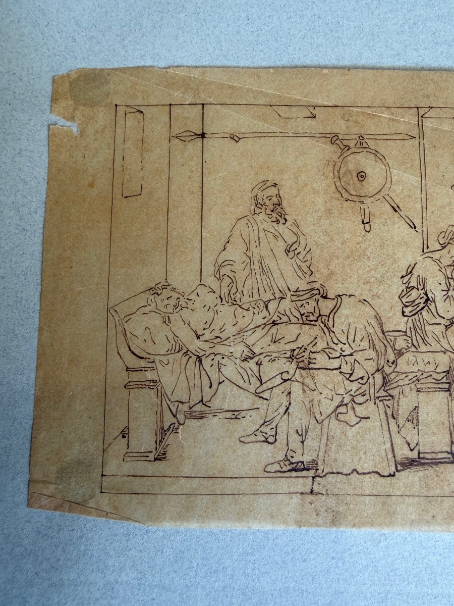 Set Of Ink Drawings On Tracing Paper, Antique Scenes, John Flexman ?-photo-3