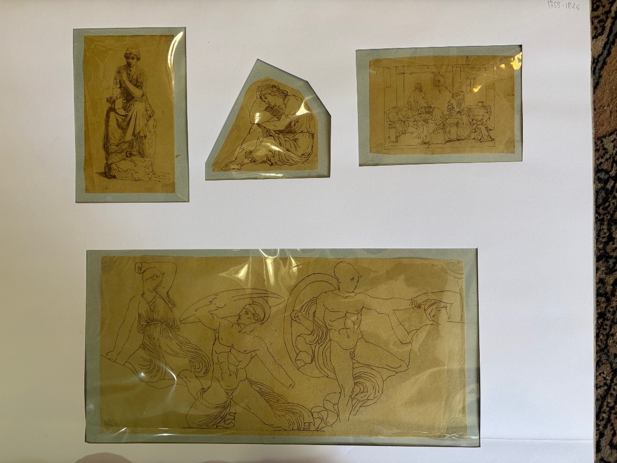 Set Of Ink Drawings On Tracing Paper, Antique Scenes, John Flexman ?-photo-4