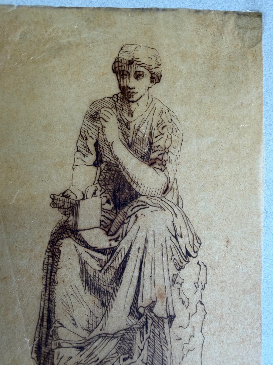 Set Of Ink Drawings On Tracing Paper, Antique Scenes, John Flexman ?-photo-7