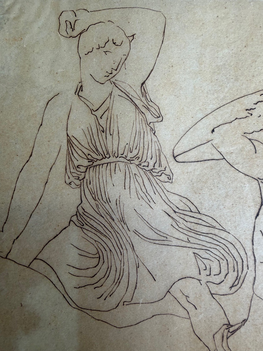 Set Of Ink Drawings On Tracing Paper, Antique Scenes, John Flexman ?-photo-8