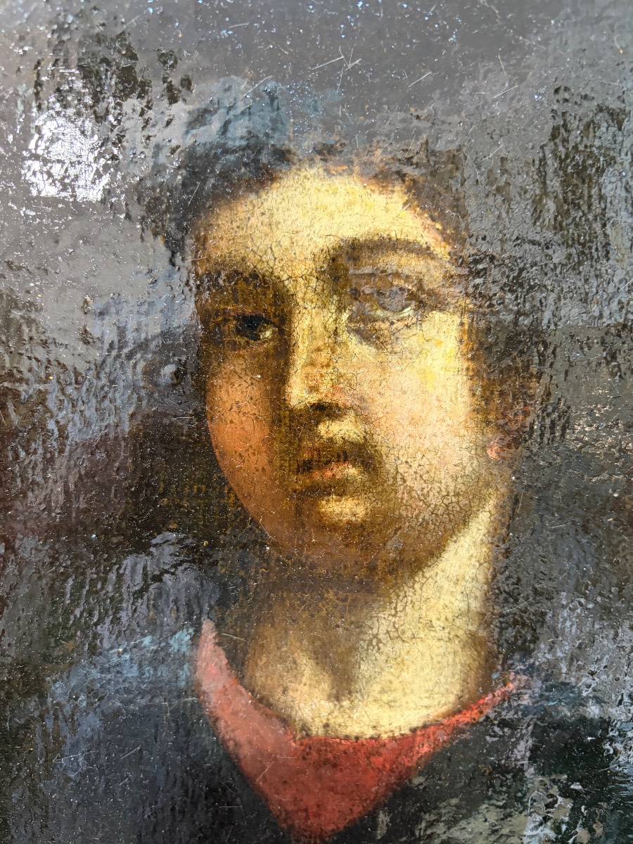 Oil On Canvas Portrait Of The Christ Child Carrying The World. 17th Century, France.-photo-1