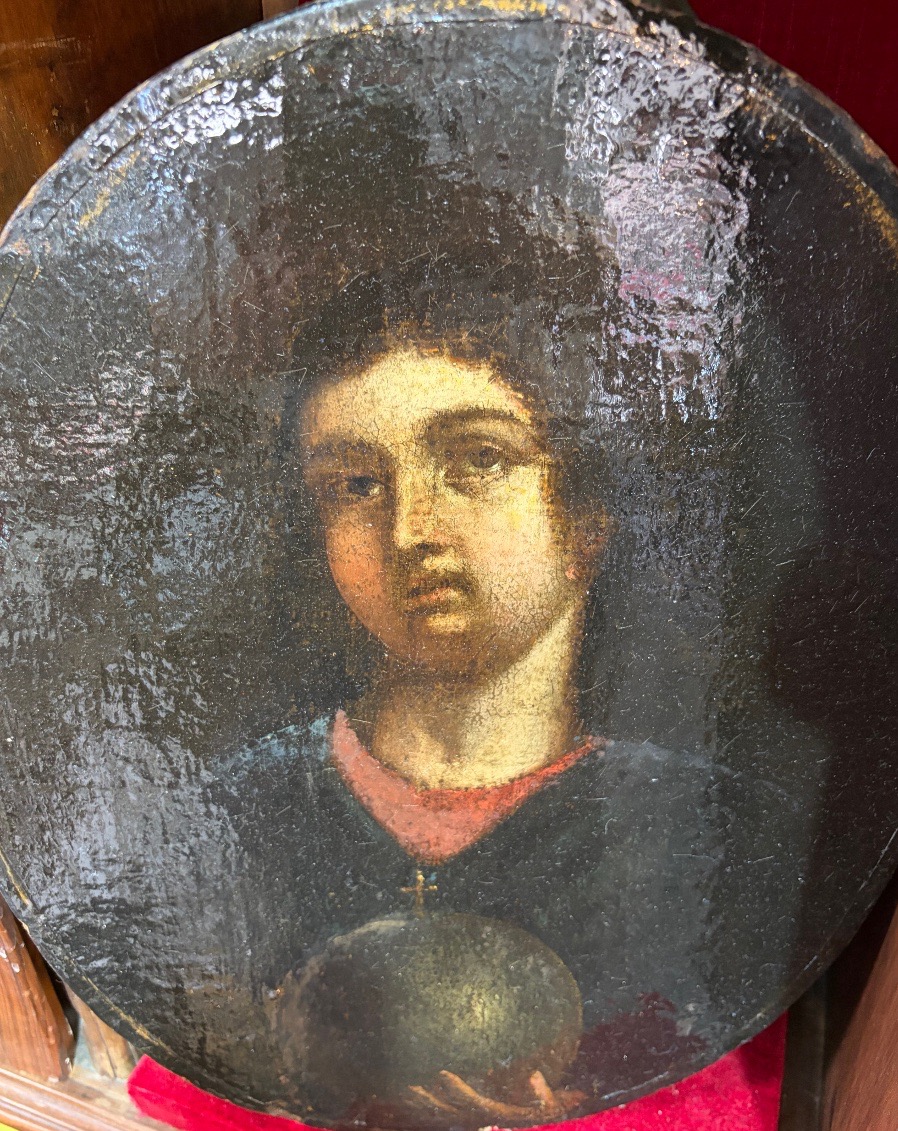 Oil On Canvas Portrait Of The Christ Child Carrying The World. 17th Century, France.-photo-4