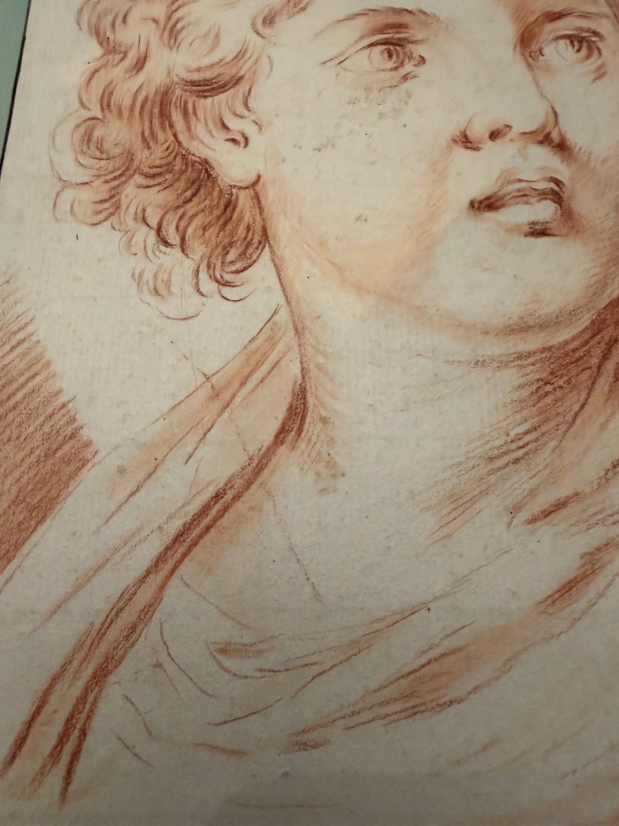 Red Chalk Portrait Of A Very Young Man. Neoclassical. France.-photo-2