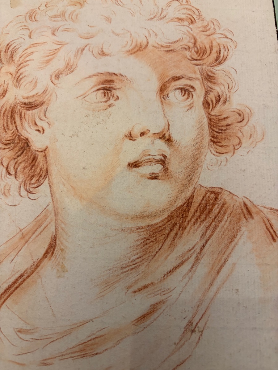 Red Chalk Portrait Of A Very Young Man. Neoclassical. France.-photo-3