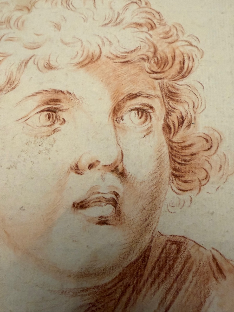 Red Chalk Portrait Of A Very Young Man. Neoclassical. France.-photo-1