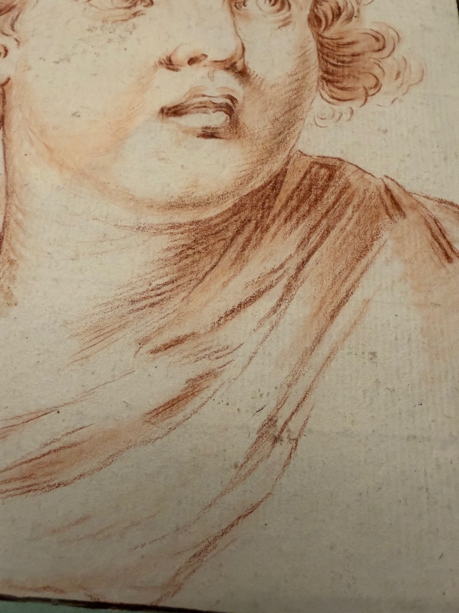Red Chalk Portrait Of A Very Young Man. Neoclassical. France.-photo-2