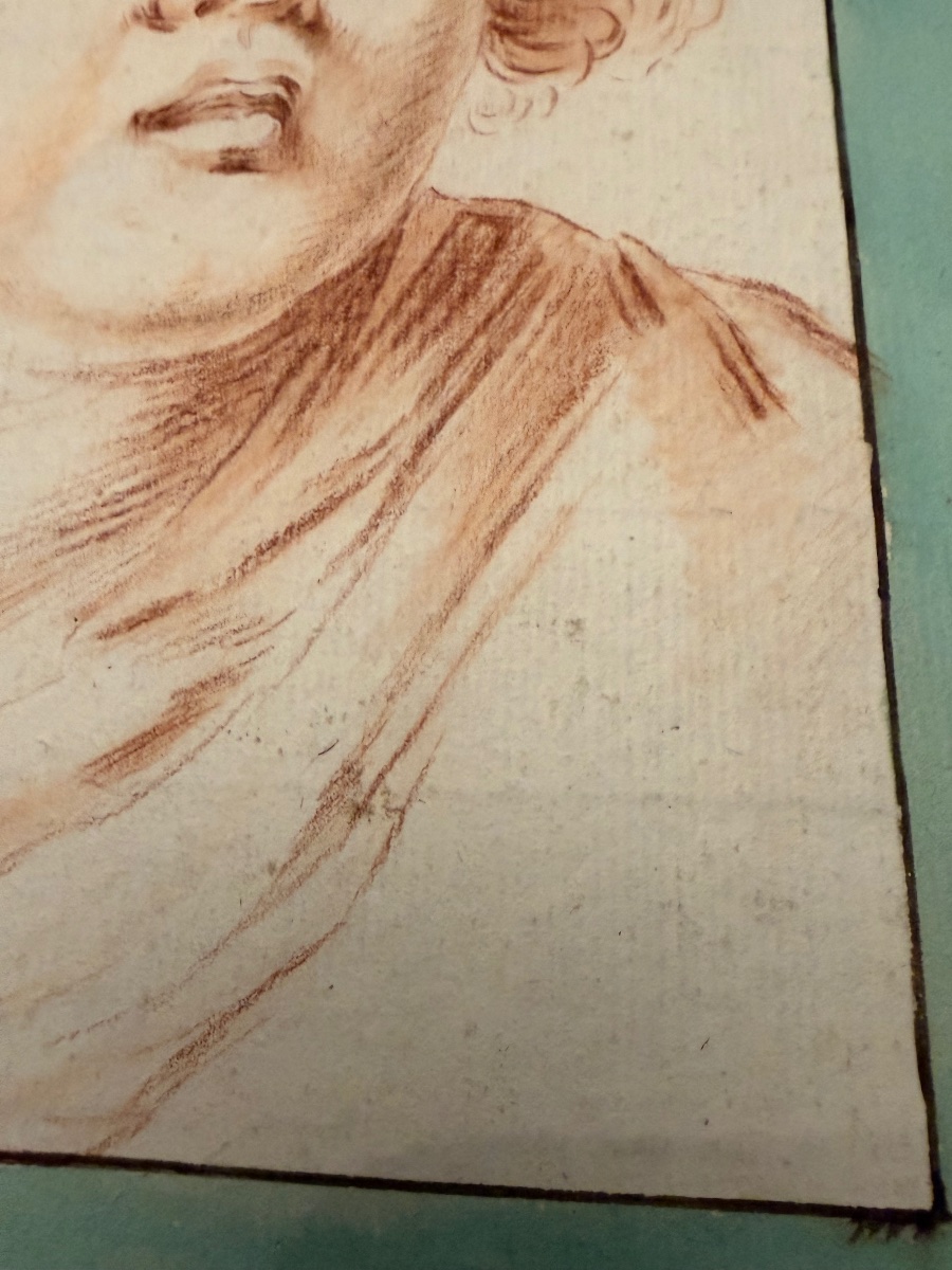 Red Chalk Portrait Of A Very Young Man. Neoclassical. France.-photo-3