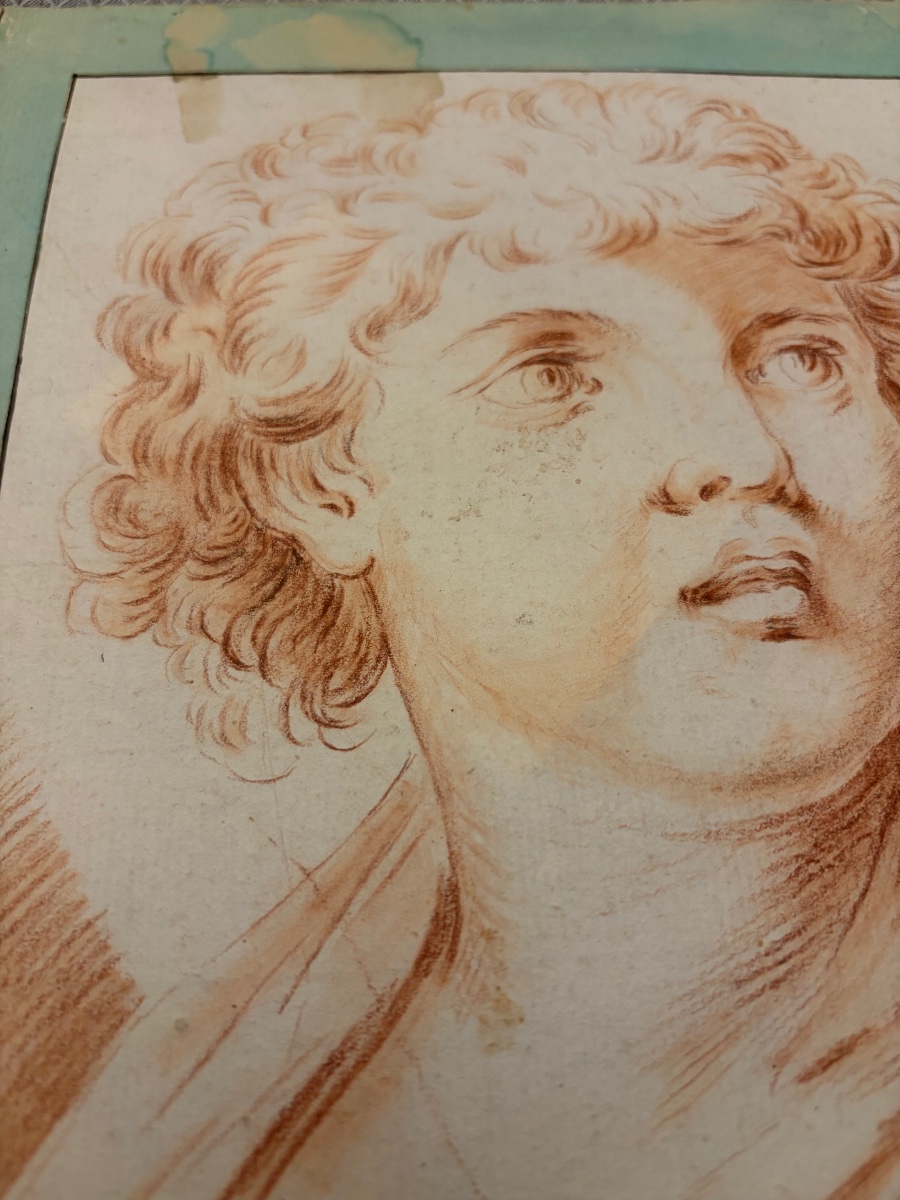 Red Chalk Portrait Of A Very Young Man. Neoclassical. France.-photo-4