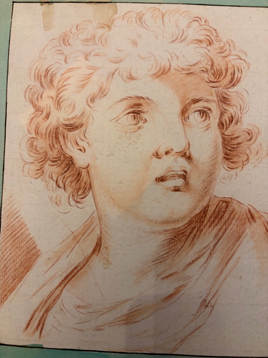 Red Chalk Portrait Of A Very Young Man. Neoclassical. France.-photo-7