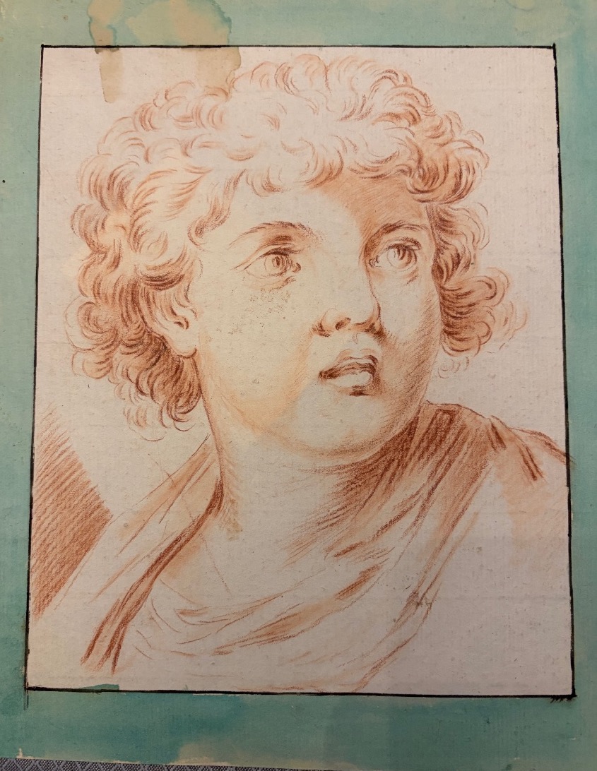 Red Chalk Portrait Of A Very Young Man. Neoclassical. France.