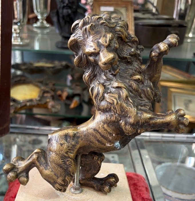 A Roaring Lion Standing On Its Hind Legs. Solid Bronze. 19th Century.-photo-6