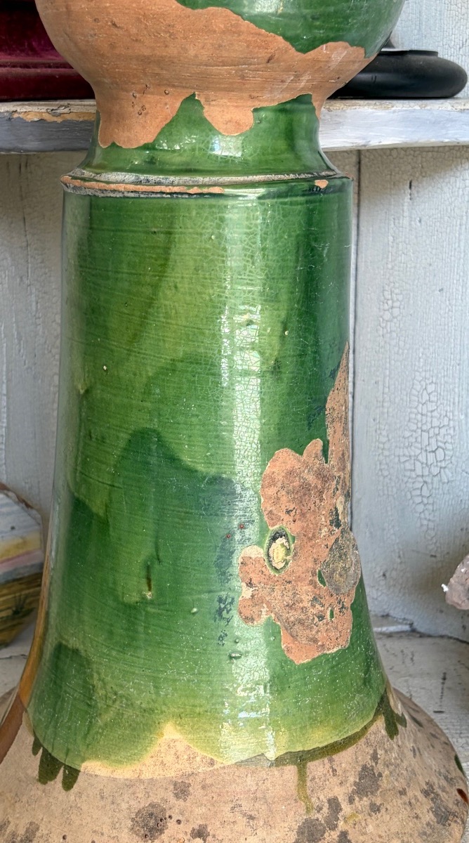 Large Ridge Finial, Early 20th Century, Green-glazed Terracotta -photo-3