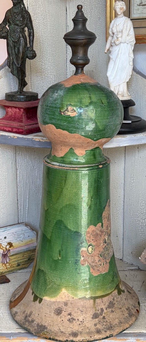 Large Ridge Finial, Early 20th Century, Green-glazed Terracotta 