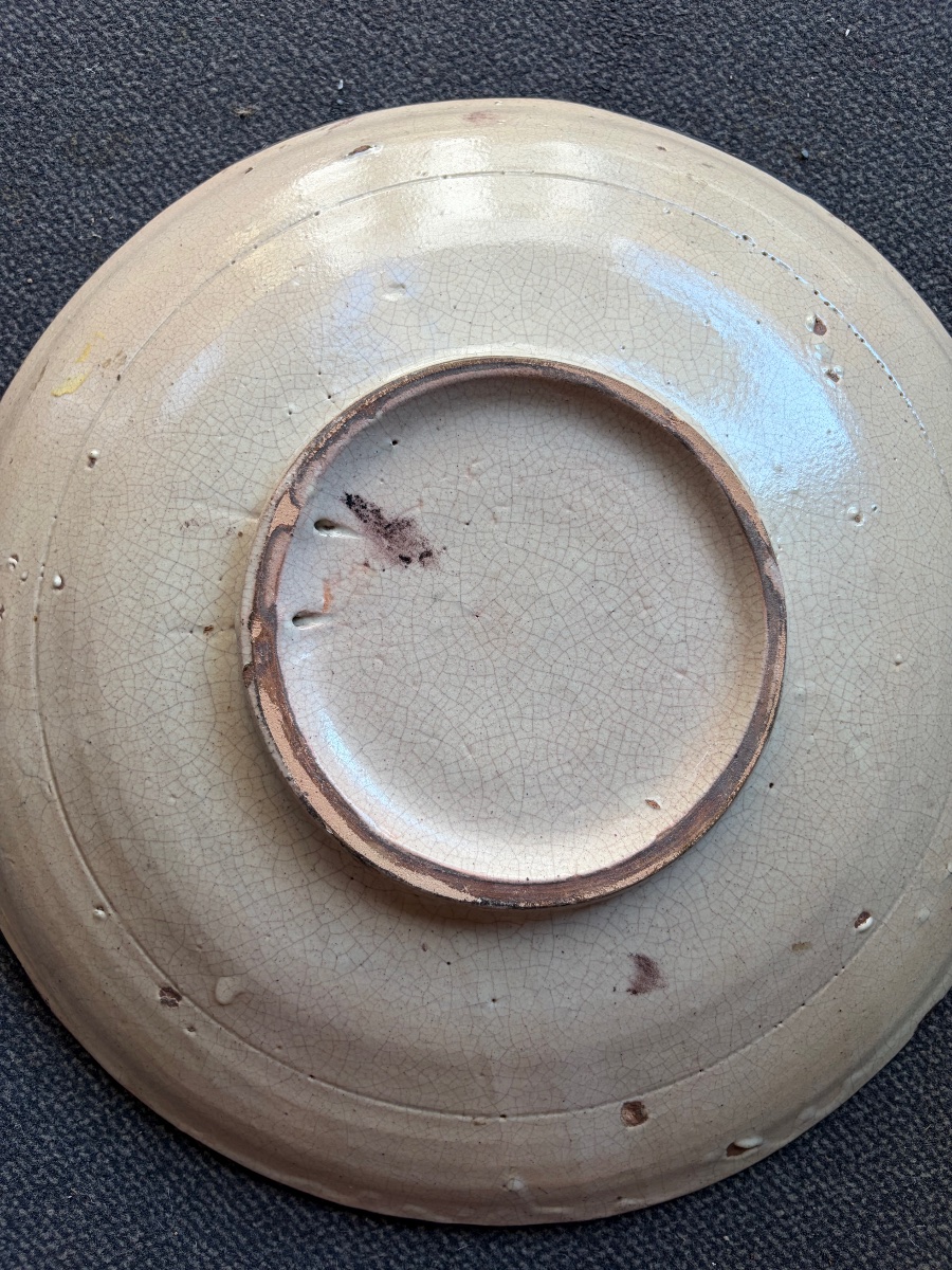 Large Decorated And Glazed Terracotta Dish. 19th Century, Antique Style. -photo-4