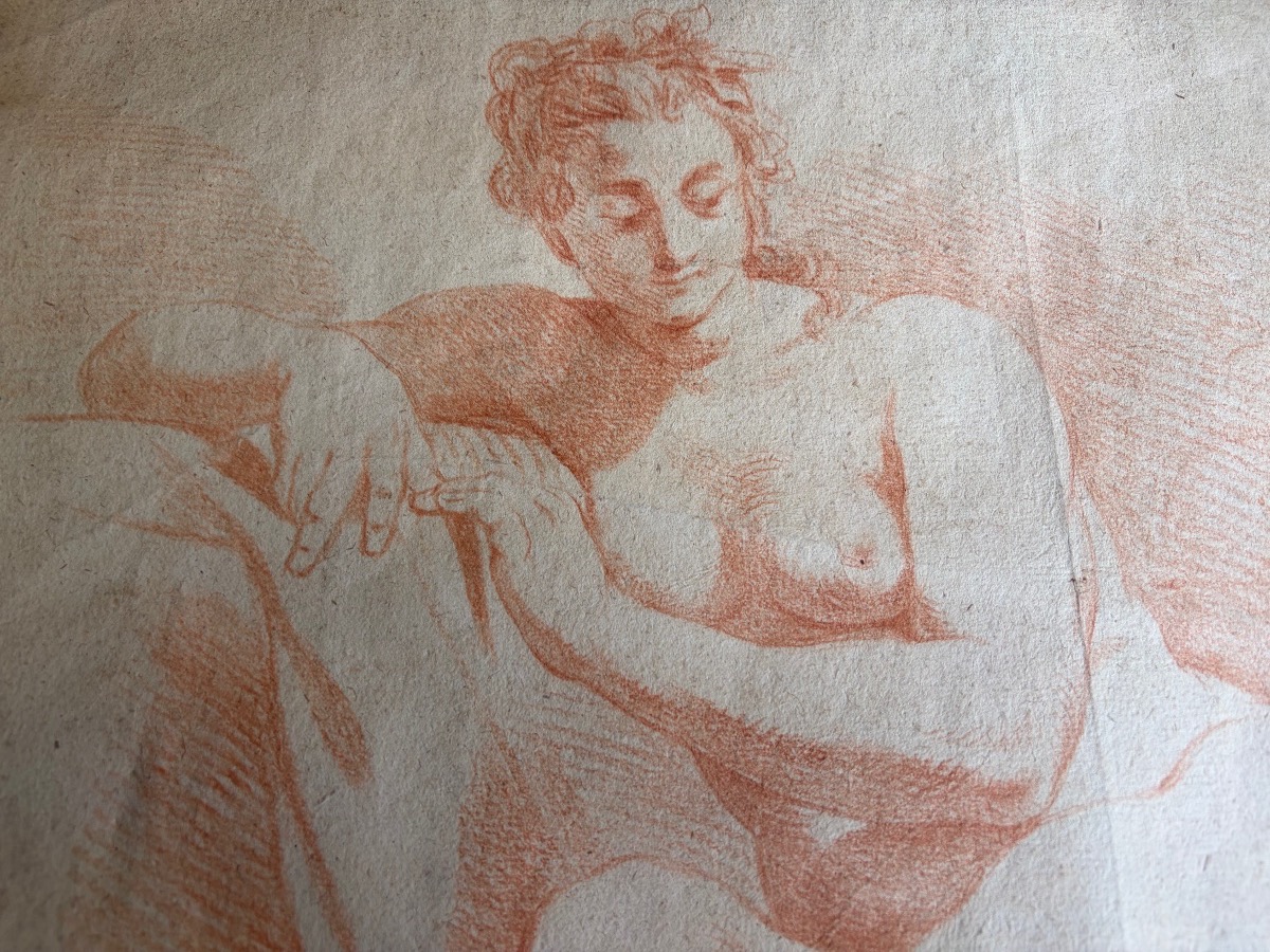 18th-century Sanguine Drawing, Study Of A Nude Woman. France.-photo-2