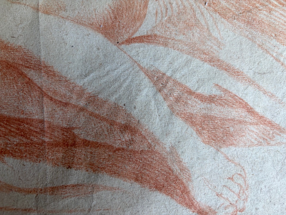 18th-century Sanguine Drawing, Study Of A Nude Woman. France.-photo-5