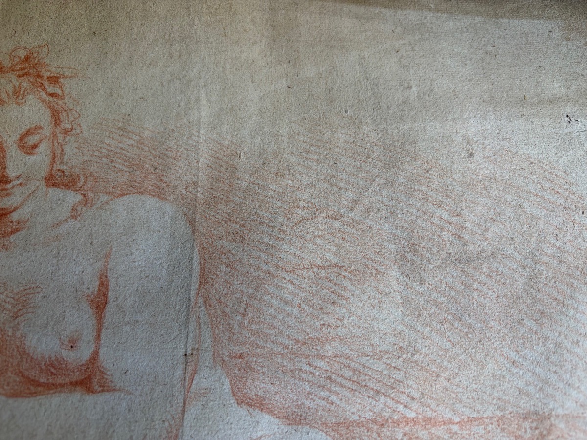 18th-century Sanguine Drawing, Study Of A Nude Woman. France.-photo-7