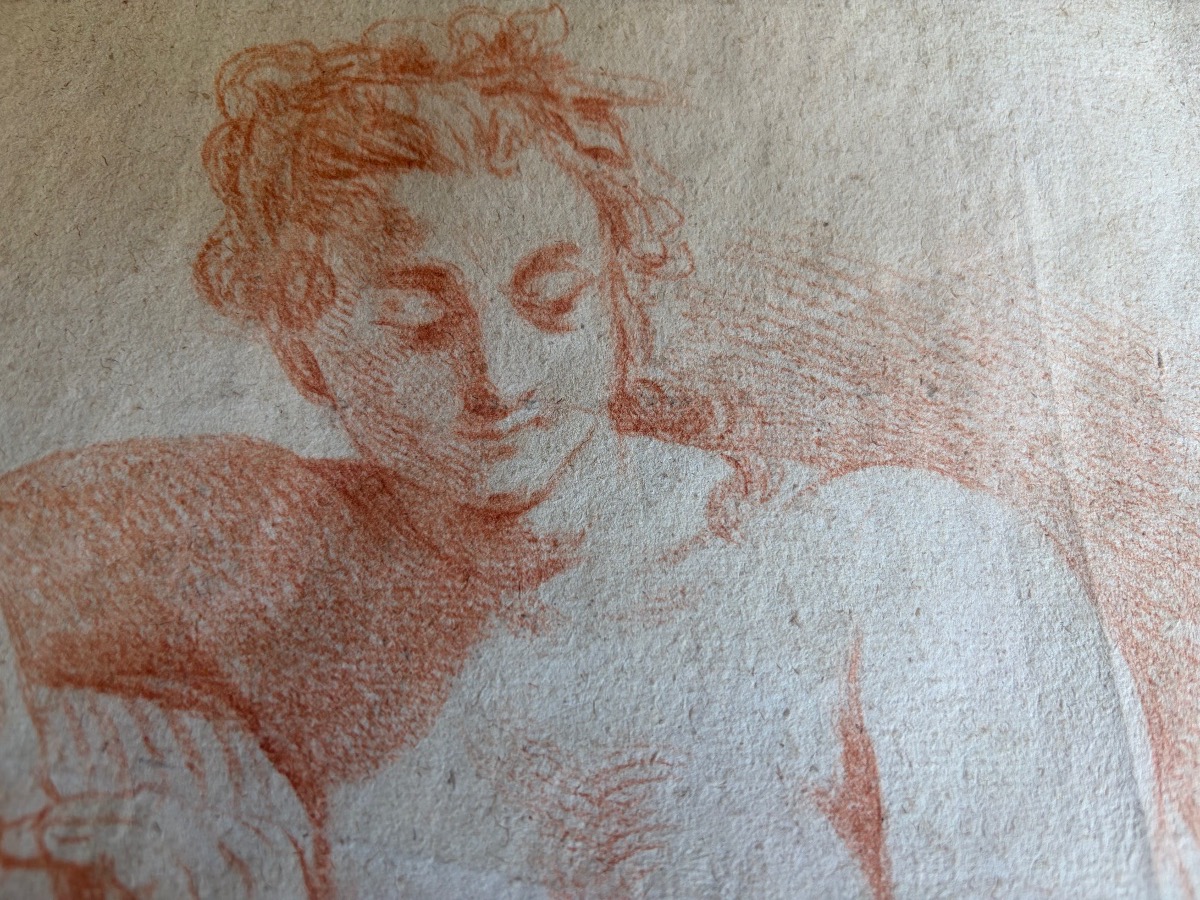 18th-century Sanguine Drawing, Study Of A Nude Woman. France.-photo-8