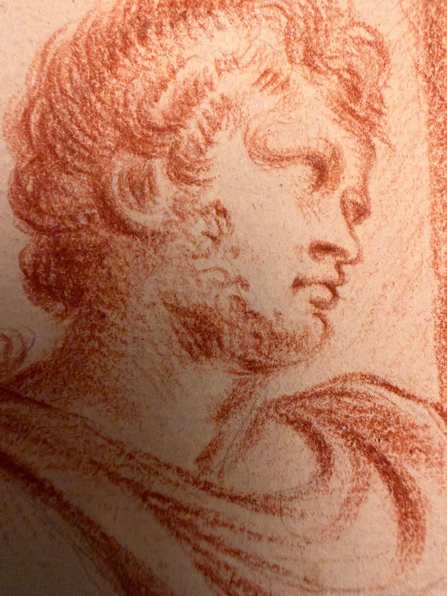 Dessin à la sanguine , début XIX eme. Etude d’anatomie masculine.-photo-4
