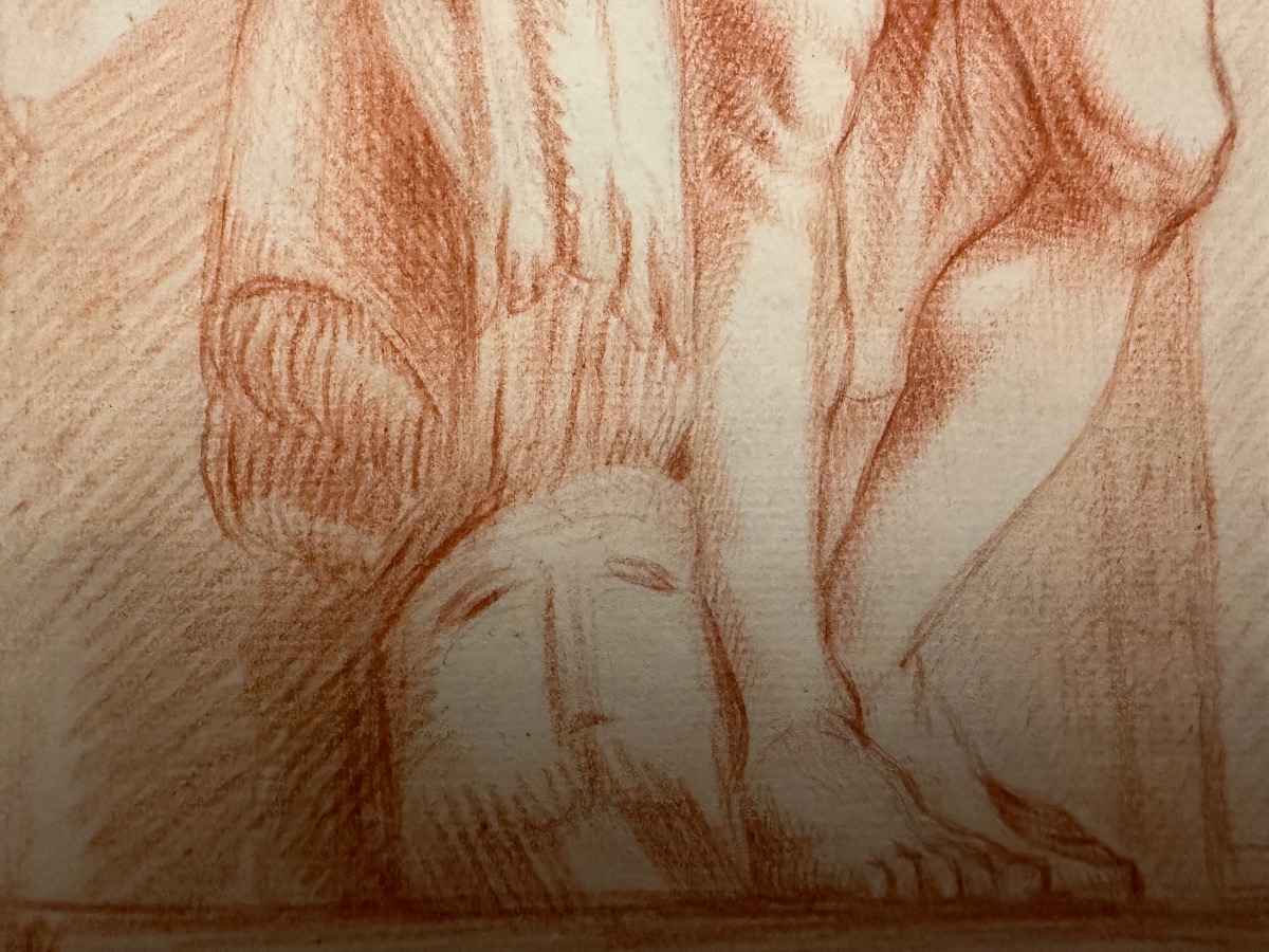 Dessin à la sanguine , début XIX eme. Etude d’anatomie masculine.-photo-5