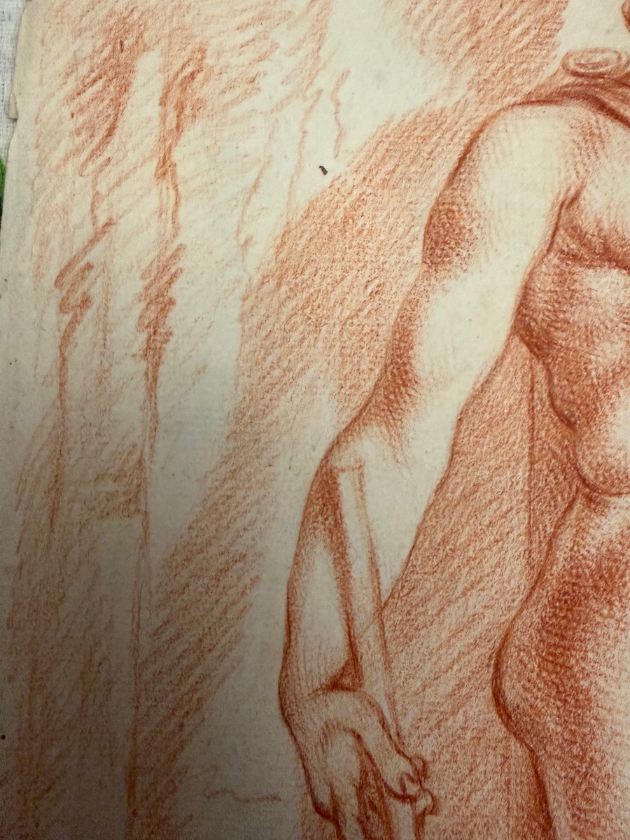 Dessin à la sanguine , début XIX eme. Etude d’anatomie masculine.-photo-6