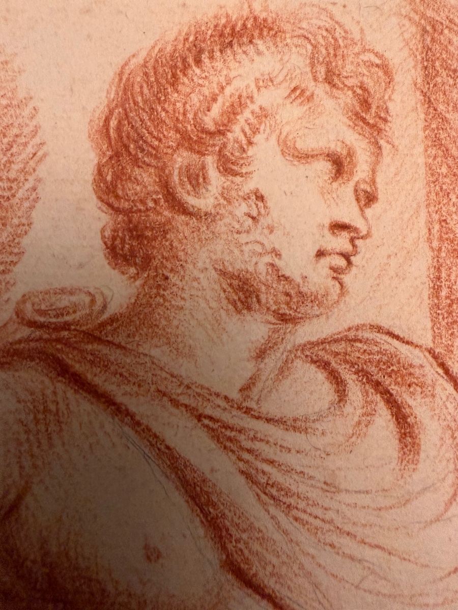 Dessin à la sanguine , début XIX eme. Etude d’anatomie masculine.-photo-7