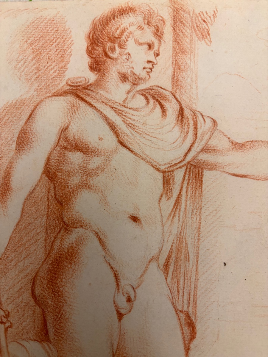 Dessin à la sanguine , début XIX eme. Etude d’anatomie masculine.-photo-8