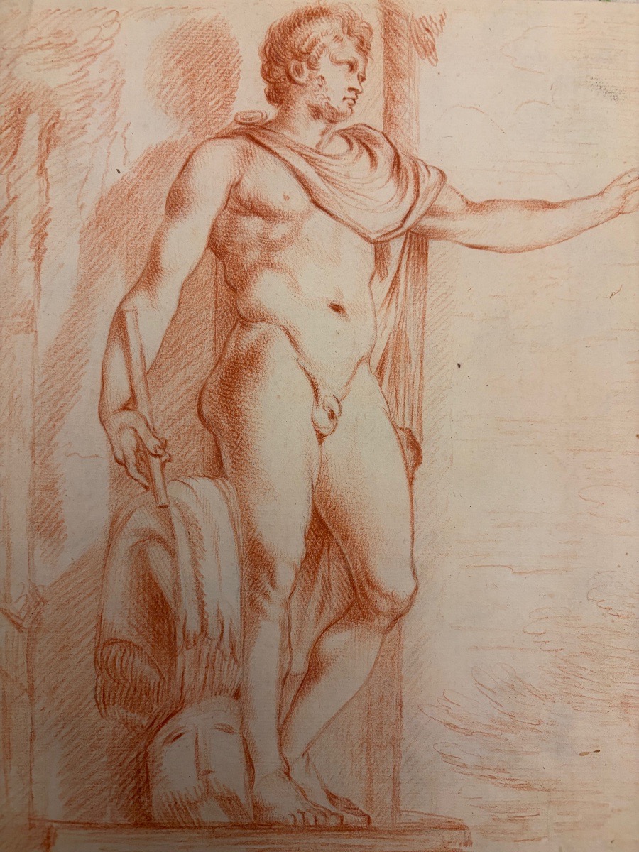 Dessin à la sanguine , début XIX eme. Etude d’anatomie masculine.