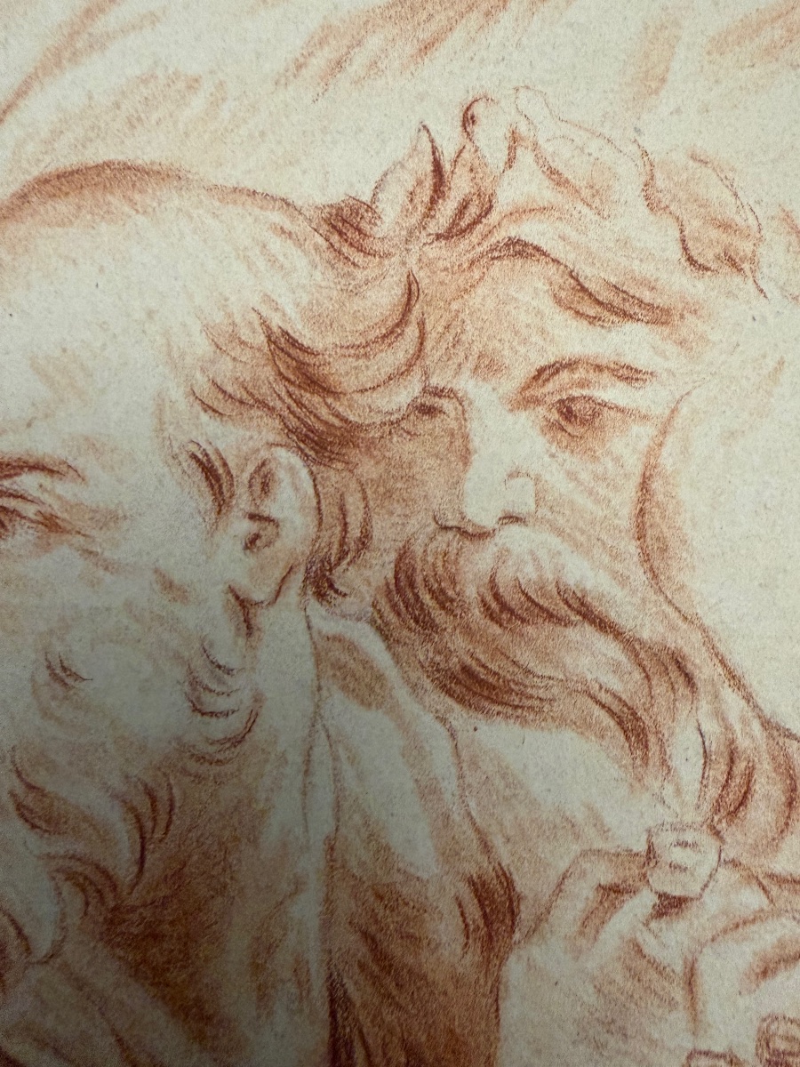 Study Sheet Of Male Heads In Red Chalk, Late 18th Or Early 19th Century. France.-photo-3