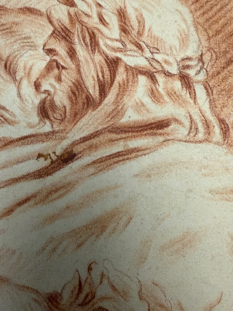 Study Sheet Of Male Heads In Red Chalk, Late 18th Or Early 19th Century. France.-photo-4