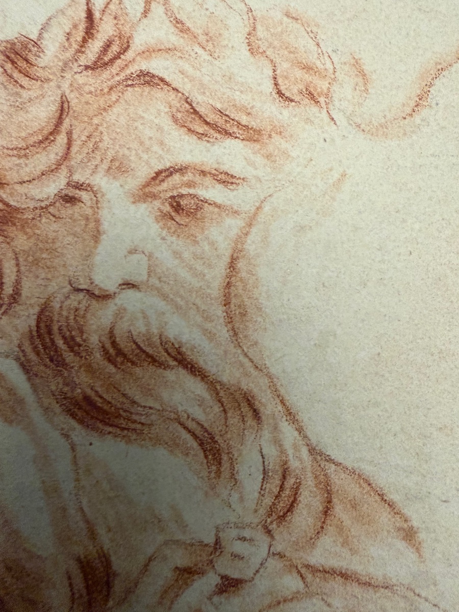 Study Sheet Of Male Heads In Red Chalk, Late 18th Or Early 19th Century. France.-photo-3