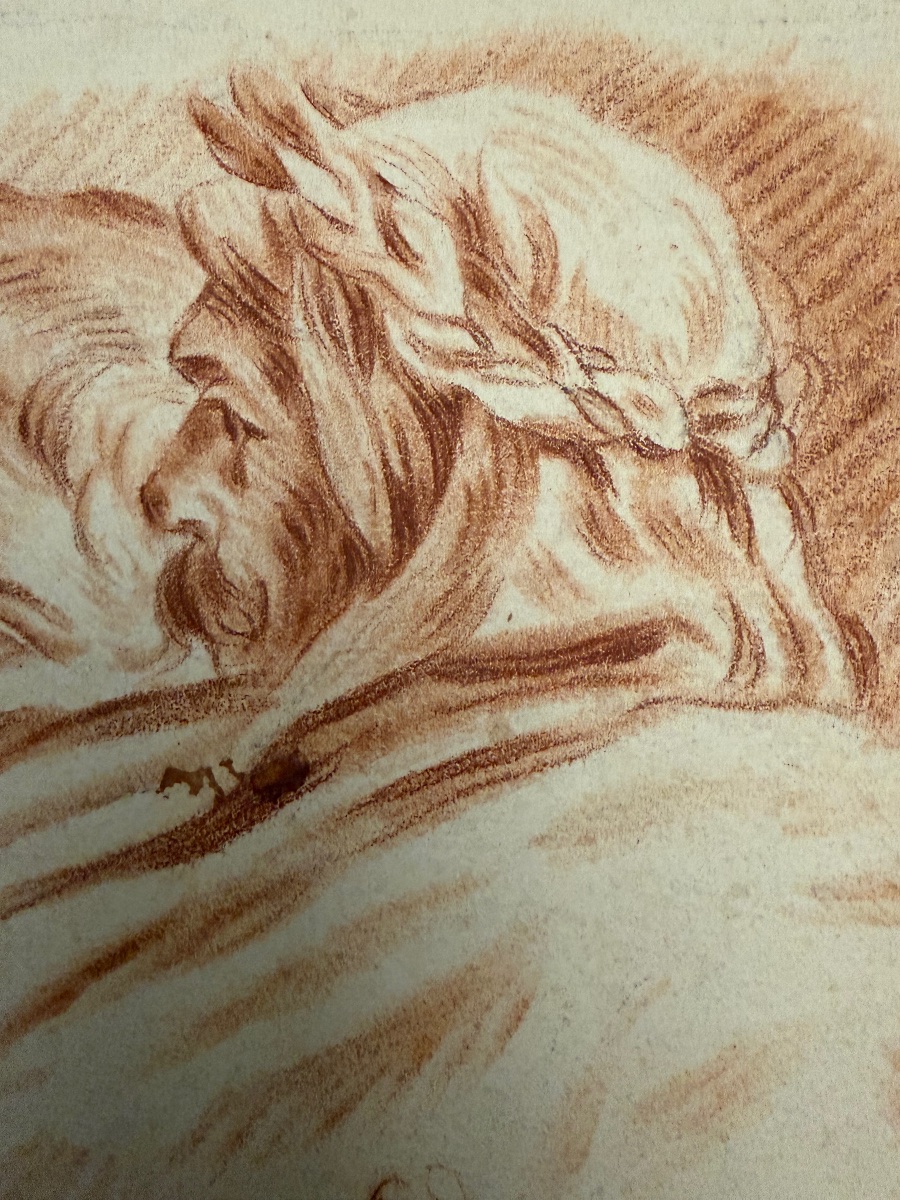 Study Sheet Of Male Heads In Red Chalk, Late 18th Or Early 19th Century. France.-photo-5