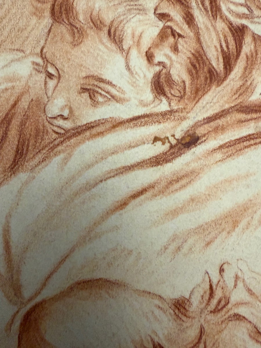 Study Sheet Of Male Heads In Red Chalk, Late 18th Or Early 19th Century. France.-photo-6