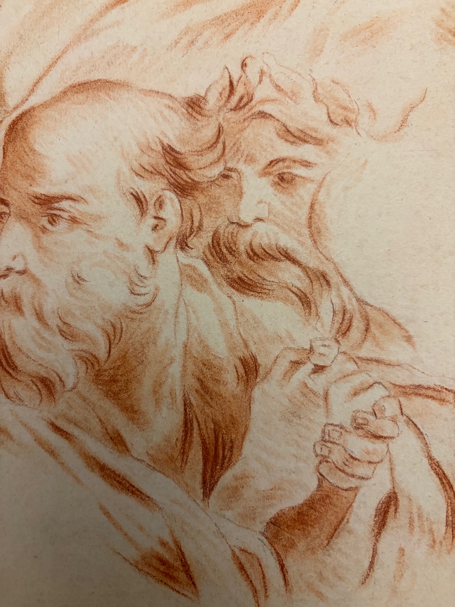 Study Sheet Of Male Heads In Red Chalk, Late 18th Or Early 19th Century. France.-photo-8
