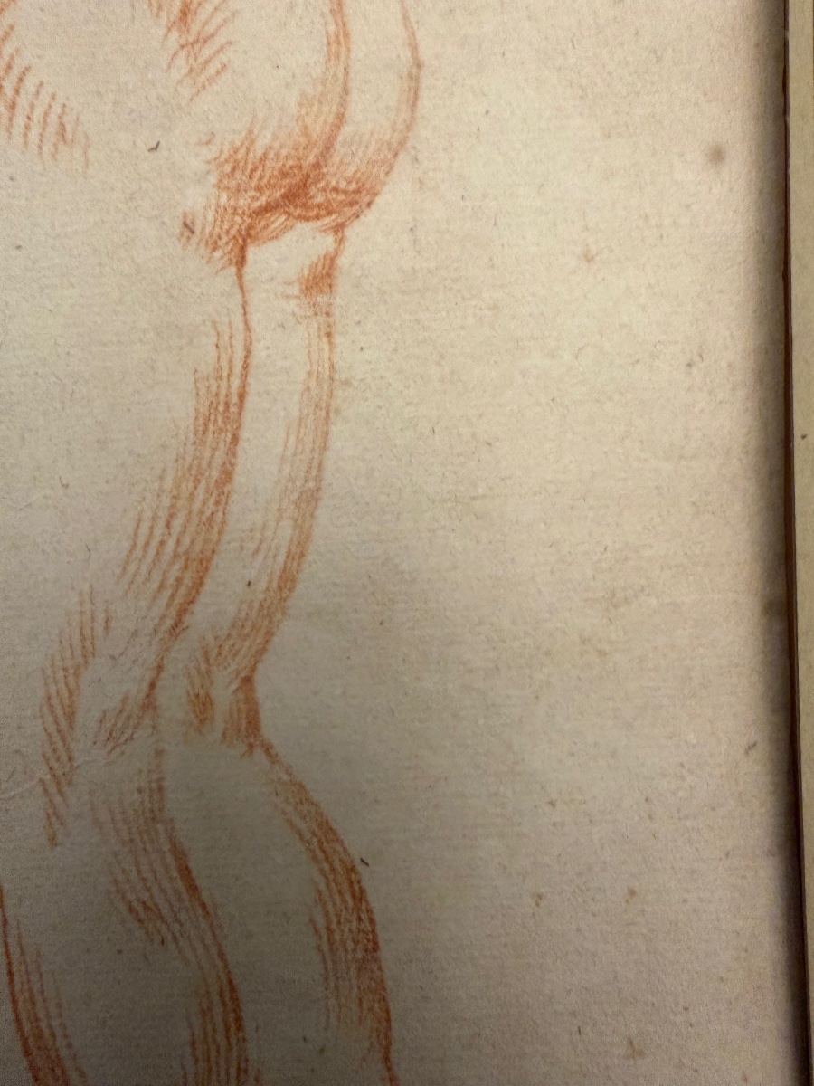 Large Red Chalk Study Of A Nude Woman. France, 17th Or 18th Century.-photo-3
