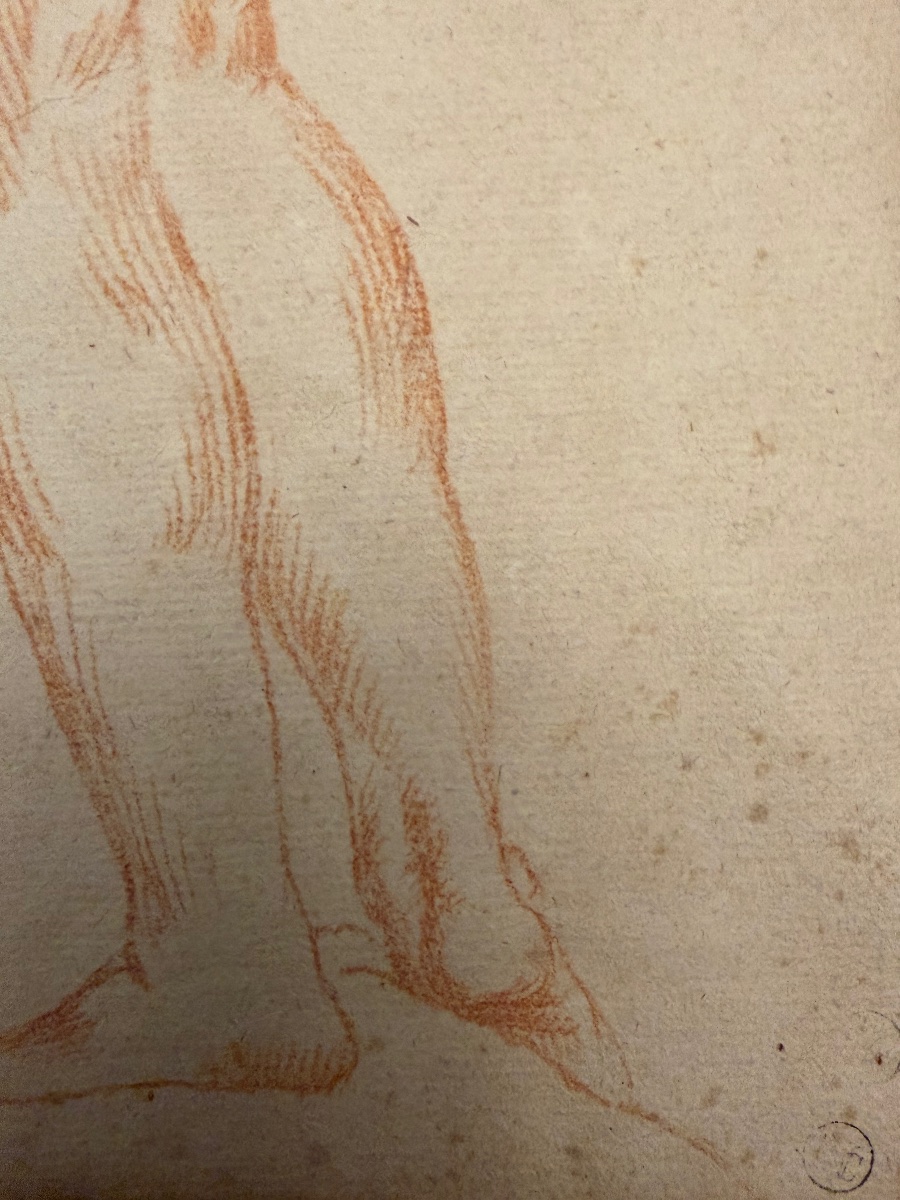 Large Red Chalk Study Of A Nude Woman. France, 17th Or 18th Century.-photo-4