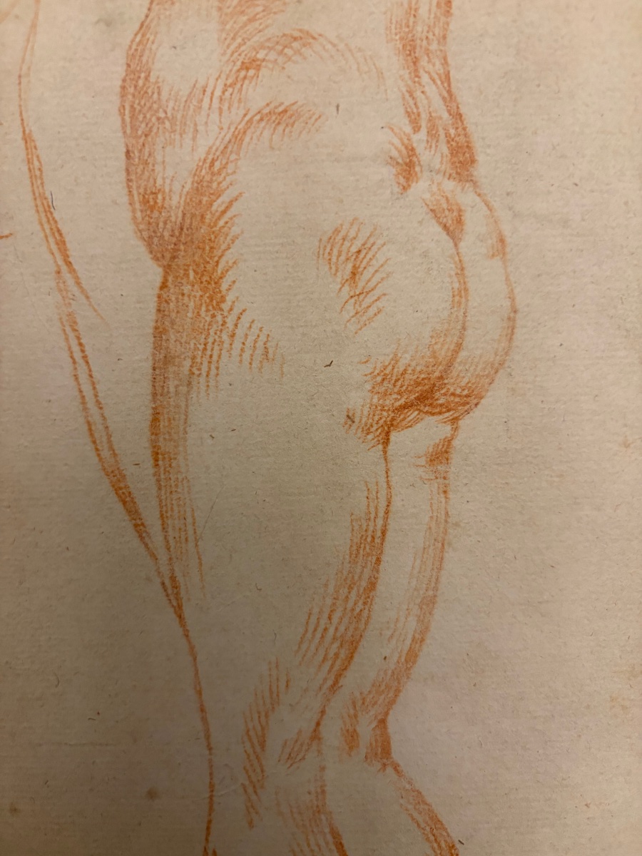 Large Red Chalk Study Of A Nude Woman. France, 17th Or 18th Century.-photo-3