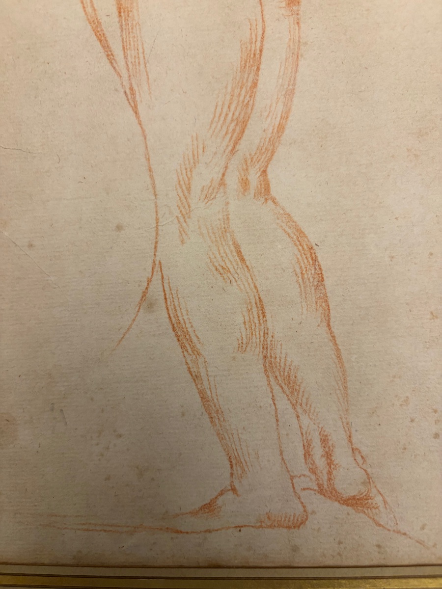 Large Red Chalk Study Of A Nude Woman. France, 17th Or 18th Century.-photo-4