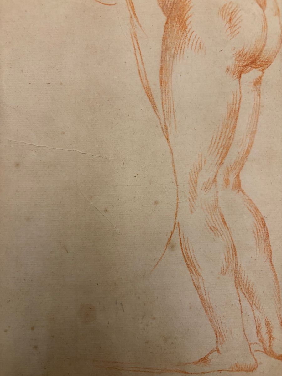 Large Red Chalk Study Of A Nude Woman. France, 17th Or 18th Century.-photo-5