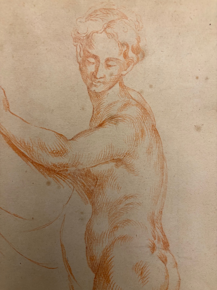 Large Red Chalk Study Of A Nude Woman. France, 17th Or 18th Century.-photo-7