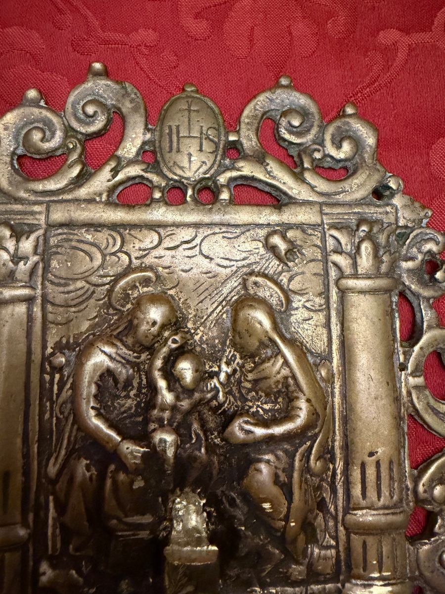 Baiser de paix en bronze, XVI éme siècle, Italie. Ste Anne.-photo-4