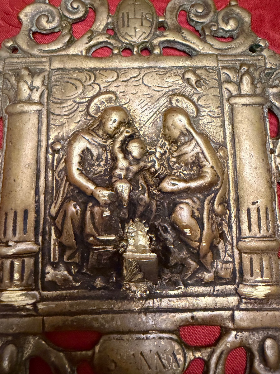 Baiser de paix en bronze, XVI éme siècle, Italie. Ste Anne.-photo-1